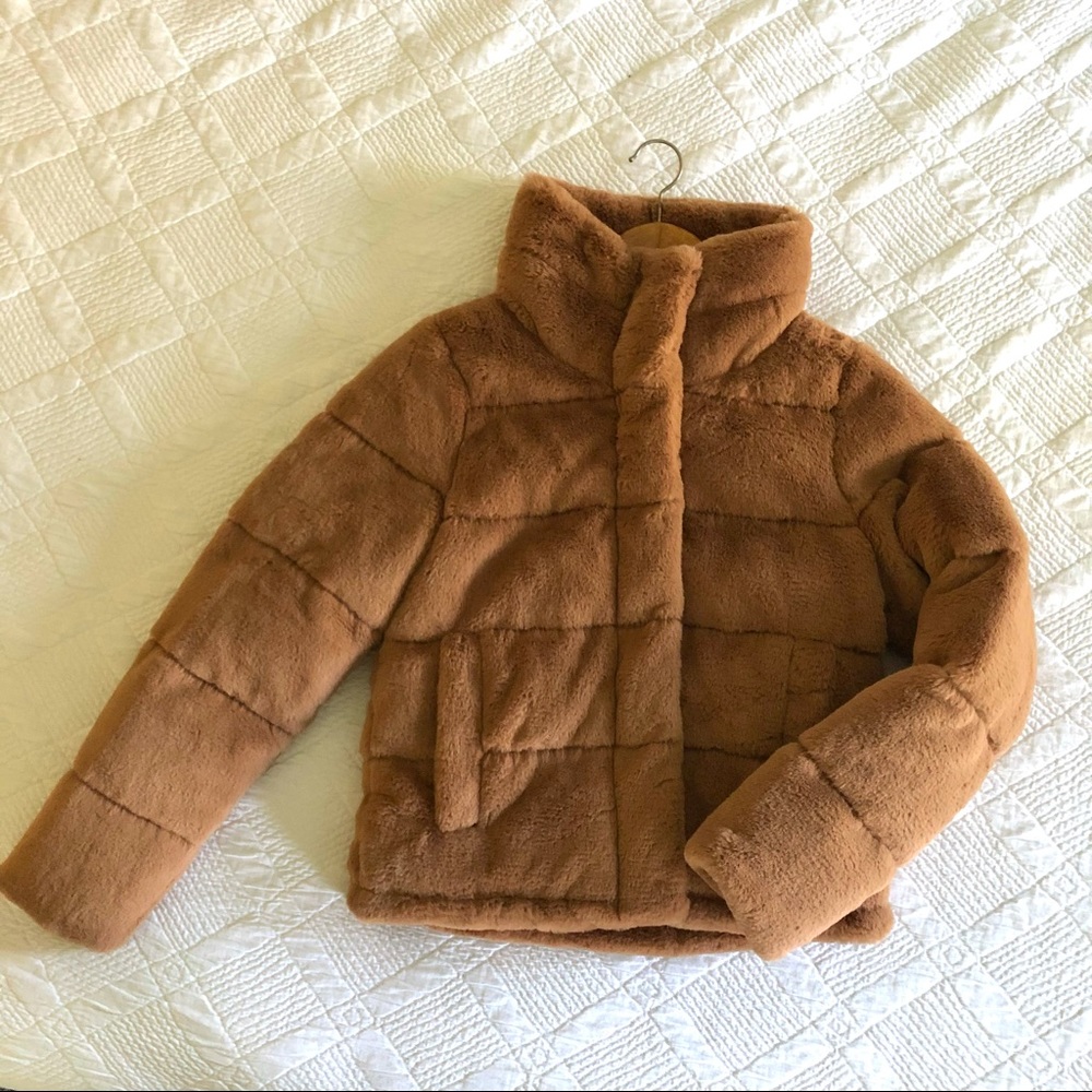 A&F Faux Fur Mini Puffer